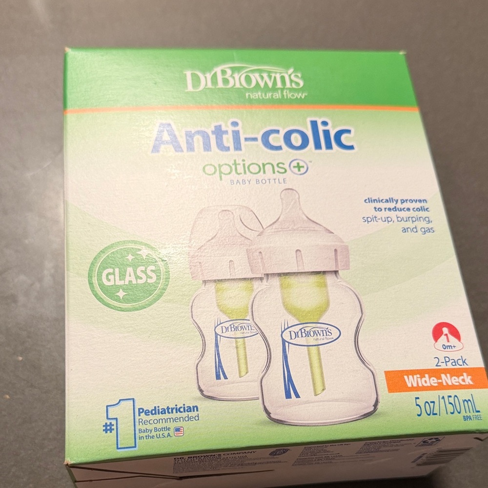 Dr. Brown's Anti-colic Options+ Glass Baby Bottles - Green/White